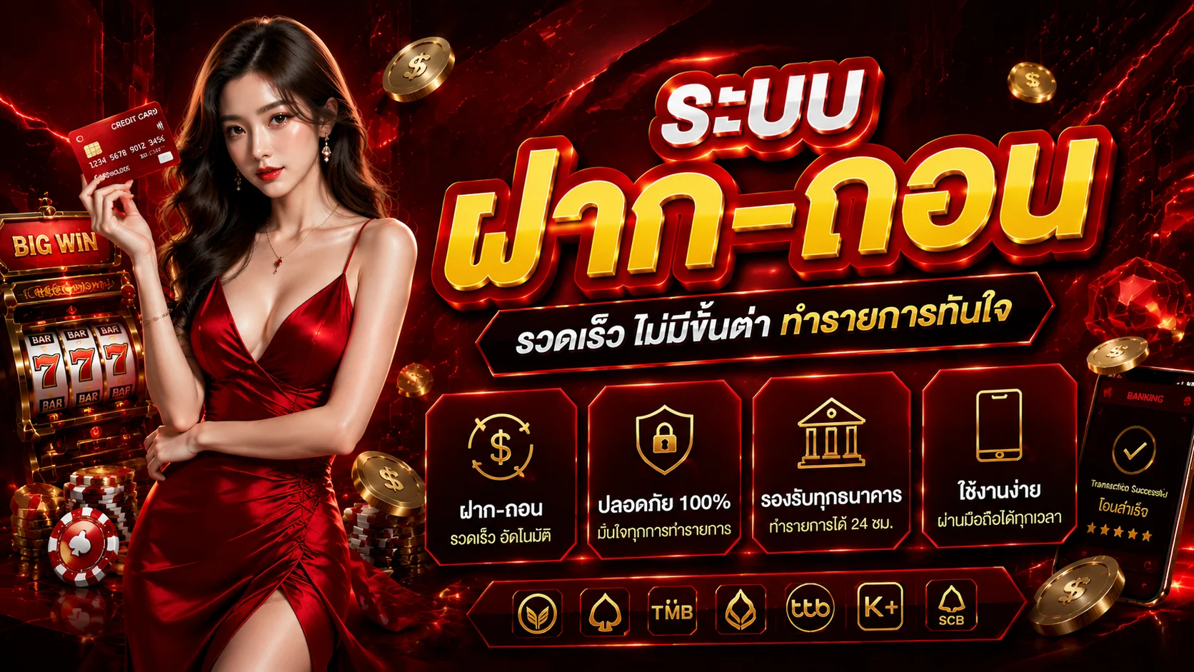 ระบบฝากถอนออโต้ LOBSTER168 รองรับทุกธนาคาร